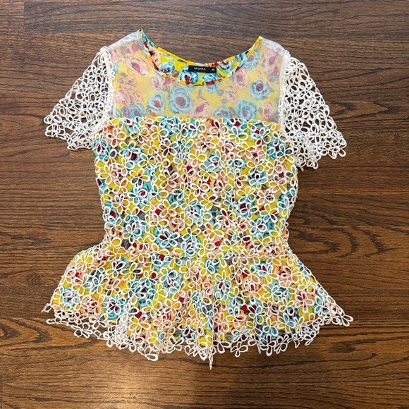 Moma Yellow Floral with Lace Overlay - Picture 1 of 9